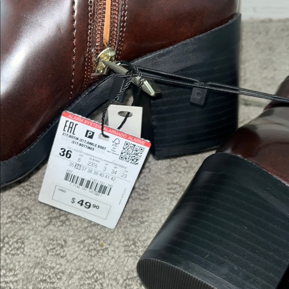 Zara Dark Brown Ankle Booties with Buckle - Picture 5 of 7